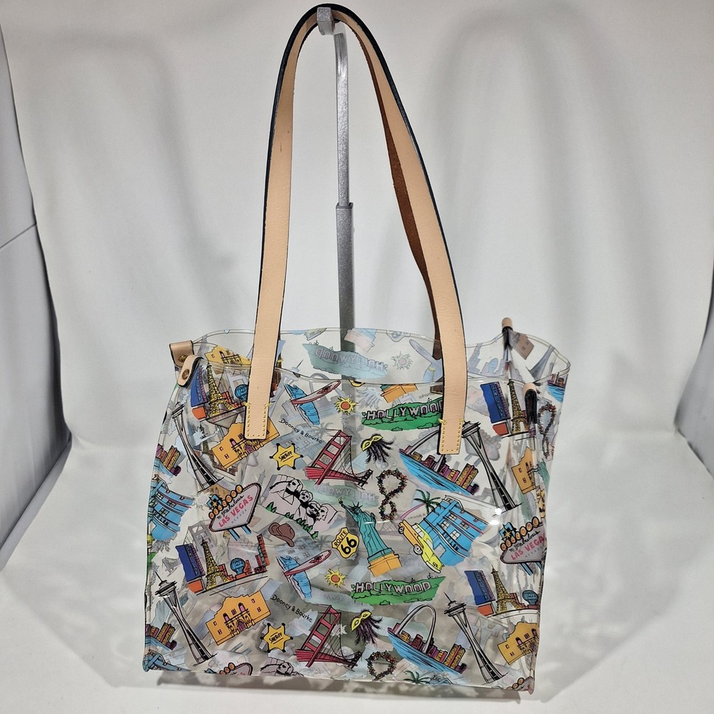 Dooney & Bourke Tote Bag Womens Clear Landmarks Souvenir Transparent PVC Art